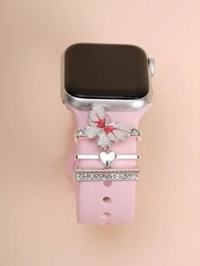 4 件/套金属猩红色和白色蝴蝶表带饰物装饰环兼容 表带配件兼容 Galaxy Watch 系列表带饰物 - 彩色 - 查看 2