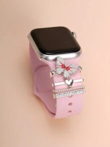 4 件/套金属猩红色和白色蝴蝶表带饰物装饰环兼容 表带配件兼容 Galaxy Watch 系列表带饰物 - 彩色 - 查看 3