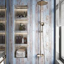 一卷5m北歐仿藍木紋宿舍直播背景牆酒吧廚房家具裝潢防潮防水防污便條自黏壁紙 - 淺藍色 - 查看 6