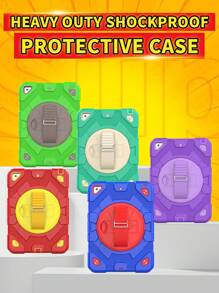 Carcasa compatible con iPad 9.ª/8.ª/7.ª generación de 10,2 pulgadas (carcasa compatible con iPad 9/8/7 Gen): con protección resistente, correa de mano/hombro, soporte giratorio, soporte para lápiz - Rojo - rojo+azul - Ver 10