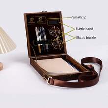 旅行背包木盒3件/套：復古背包+復古筆記本+簡約中性筆3件套 - 彩色 - 查看 8