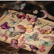 30 件蝴蝶和花朵主題 Diy 裝飾貼紙包裝飾貼紙適用於剪貼簿標籤日記文具相簿電話日記記事本 - 紫色 - 查看 4