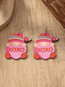 1對情人節可愛的矮人心形xo,貓,心形鎖匙形耳環女士 - 彩色 - 查看 13