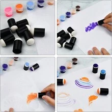 10pcs/Set Finger Sponge Stamping Drawing Painting Brush With Foam Tip For Ink, Color Pens, Diy Cards, Art & Crafts - Black - View 3