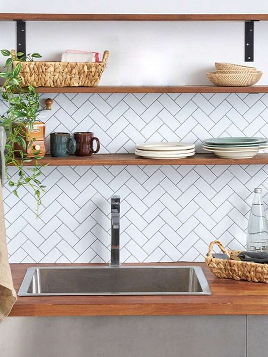 4 Sheets/10 Sheets/20 Sheets Peel And Stick Backsplash Tile Herringbone