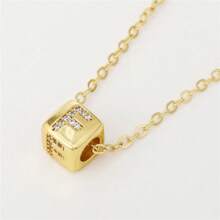 A Fashionable And Versatile Women's Pendant Necklace With 26 English Letters Copper Plated Gold Micro Inlay Zirconia Three-Dimensional Dice Block Assembly Pendant Collarbone Chain - Gold - View 35