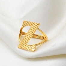 1只A-Z字母戒指，女性金色/銀色非洲字母首飾，可調整大小的英文字母指環，阿拉伯風格 - 彩色 - 查看 14