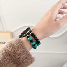 串珠手錶帶,綠色破裂珠珠,時尚替換手鍊適用於38/40/41/42/44/45/49mm Apple Watch Series 8/7/6/5/4/3/2/1 - 綠色 - 查看 9