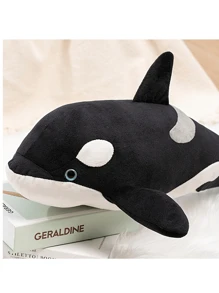 38cm虎鯨填充動物海洋生物毛絨玩具模擬虎鯨毛絨填充動物逼真的海洋生物虎鯨毛絨填充動物兒童禮品 - 黑白 - 查看 8