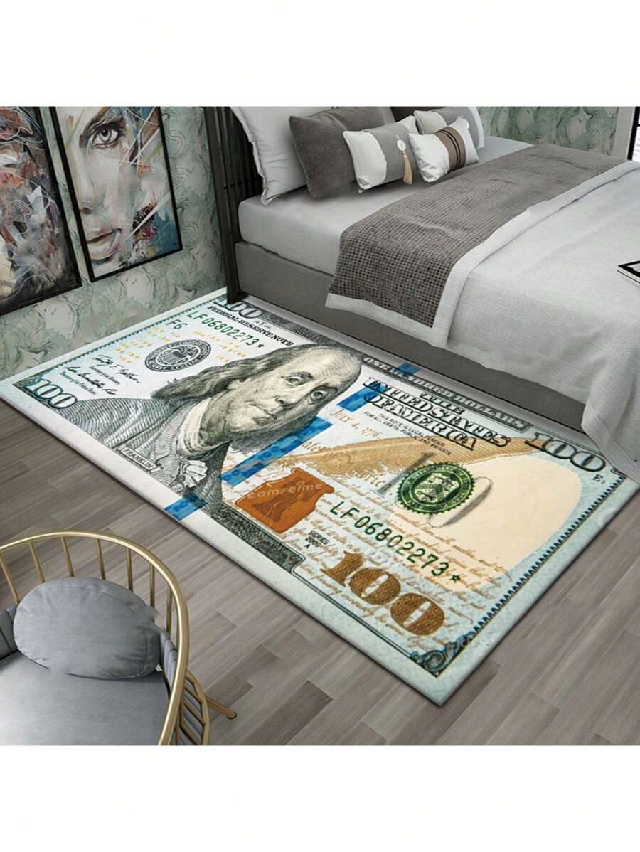 1件创意马赛克美元图案沙发毯，可作咖啡桌垫、厨房/卧室/客厅装饰地毯，多种尺寸可选，蓝/粉/黑/灰/黄配色，可水洗，高端印花地毯，卧室/房间装饰，小地毯，毯子，户外/花园垫，客厅地毯，适合春/夏/秋/冬四季使用。