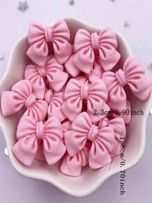 10PCS Random Mixed Resin Kawaii Colorful Painted Cartoon Bowknot Flatback Stone Figurines Scrapbook DIY Bow Decor Home Accessories Crafts Valentine's Day Summer, School - Multicolor - View 4