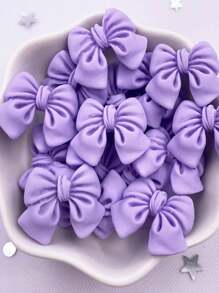 10PCS Random Mixed Resin Kawaii Colorful Painted Cartoon Bowknot Flatback Stone Figurines Scrapbook DIY Bow Decor Home Accessories Crafts Valentine's Day Summer, School - Multicolor - View 8