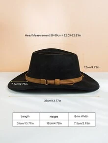 1 件裝男士時尚復古簡約皮帶扣裝飾純色絨面革帽子,非常適合派對和戶外裝飾和佩戴 - 黑色 - 查看 6