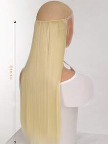 女士合成无夹直发接发一体假发鱼线假发片（浅金色）