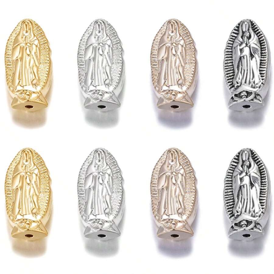 12pcs 4-Color Virgin Mary Praying Christian Catholic Beads Metal Charms - Multicolor - View 1