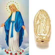 12pcs 4-Color Virgin Mary Praying Christian Catholic Beads Metal Charms - Multicolor - View 3