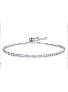 Kaletine 1 件男女通用手链，采用真正的 925 银和锆石制成，原创网球珠链设计