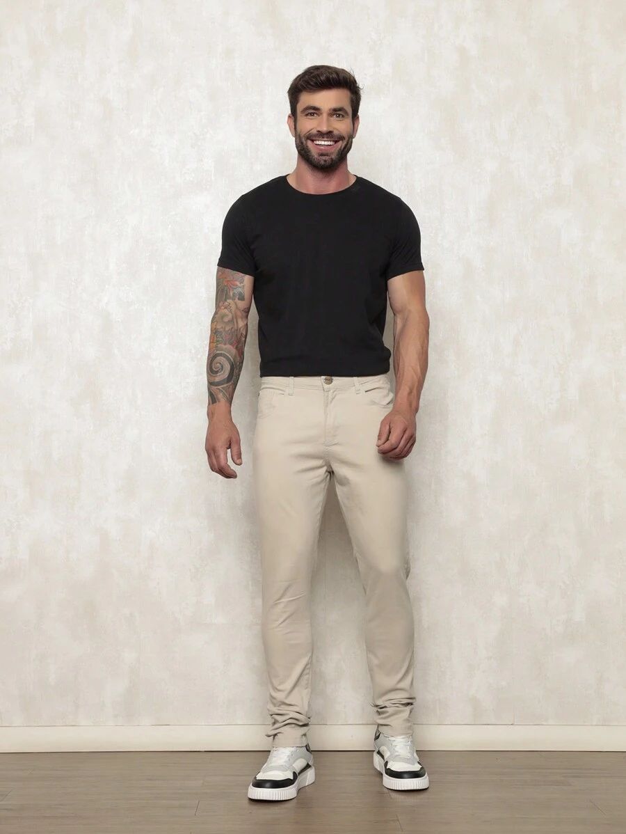 Men Jeans - Beige - View 1