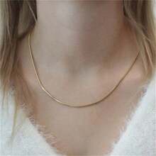 14K Gold Snake Chain Choker Stainless Steel Necklace Minimalist Collar For Women Jewelry Wedding Party Gift - Gold - View 4