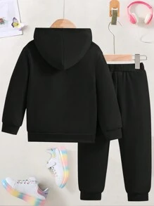 Tween Girls' Casual Cartoon Printed Hoodie And Sports Pants