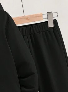 Tween Girls' Casual Cartoon Printed Hoodie And Sports Pants