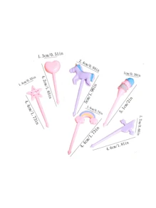 6pcs Random Color Cute Cartoon Unicorn Reusable Food Picks For Bento Box And Party Decoration,Kitchen,Christmas Gift