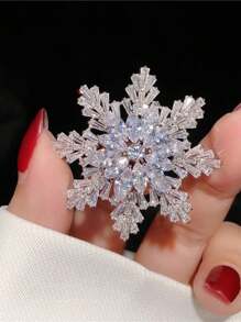 Broche De Cobre Com Design De Flocos De Neve Branco De Zircônia Cúbica Brilhantes, Estilo Minimalista Para Lapela De Terno Feminino, Presente De Férias Para Casais