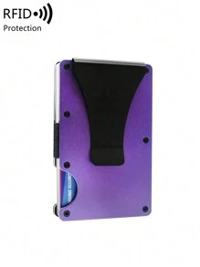 MIYIN 男士极简铝合金钱包 - 超薄RFID钱包 | 防刮花，带信用卡槽和现金隔层，方便取用现金和卡片，小巧便携，多功能金属钱包带钞票夹，适合日常使用，送给男友/丈夫/父亲的礼物，紫色 - 紫色 - 查看 7