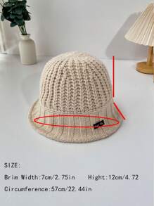 女士時尚編織帽，保暖舒適，適用於寒冬季節。條紋設計，灰色編織帽。多功能，適合購物和娛樂。時尚款式，小短邊桶帽。 - 米色 - 查看 2