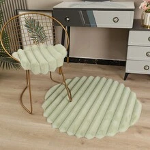 1入綠色圓形綴鑲毛巾條織布地毯,簡單純色圓形設計,易於清潔,柔軟舒適且厚實,裝飾浴室,椅子,床邊和客廳,有多種顏色和尺寸可供選擇 - 綠色 - 查看 3