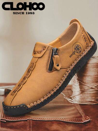 CLOHOO Chaussures De Marche Décontractées Pour Hommes Confortables, Mocassins Respirants Et Doux À Semelle En Caoutchouc Cousues À La Main Exclusives De La Marque Clohoo Pour Le Travail