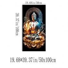 1件精美佛像印刷畫,不含相框,用於家居裝飾,尺寸為50x100cm - 黑色 - 查看 2