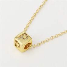 A Fashionable And Versatile Women's Pendant Necklace With 26 English Letters Copper Plated Gold Micro Inlay Zirconia Three-Dimensional Dice Block Assembly Pendant Collarbone Chain - Gold - View 13