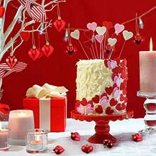 12入組聖誕樹心形吊墜新年聖誕派對裝飾情人節心形裝飾品,光澤和啞面霧面心形掛飾,適用於情人節婚禮週年慶祝家庭派對裝飾 - 彩色 - 查看 2