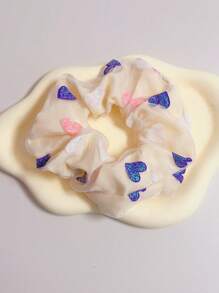 1入女士黃色閃粉愛心雙層紗布髮帶,情人節時尚髮飾 - 黃色 - 查看 1