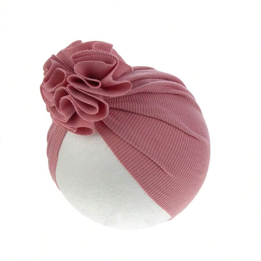 歐美風刺繡球花肋織兒童針織帽,帶向日葵裝飾,適用於嬰兒,進口原裝原版原創原廠哈拉日系風格 - 韓粉 - 查看 1