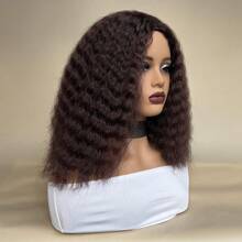 Dark Wine Color Short Natural Wave Bob Wigs Middle Part Synthetic Hair Wig 12 Inch Dark Wine Color 99J# Full And Thick Soft Low Temperature Fiber Hair Loose Wave Bob Wigs For Women Daily Party Use, Halloween - Burgundy - View 4