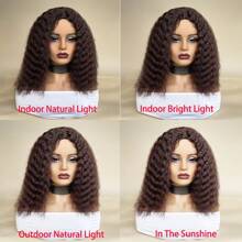 Dark Wine Color Short Natural Wave Bob Wigs Middle Part Synthetic Hair Wig 12 Inch Dark Wine Color 99J# Full And Thick Soft Low Temperature Fiber Hair Loose Wave Bob Wigs For Women Daily Party Use, Halloween - Burgundy - View 8