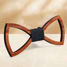 Handmade Wooden Bowtie, Suitable For Daily Wear, Multicolor 1pc - Coffee Brown - View 3
