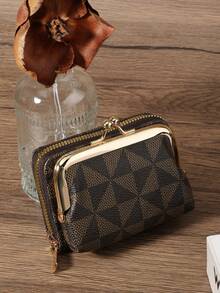 女用短款pu皮錢包拉鍊和插扣錢包多功能大容量錢包女用卡片收納袋輕便時尚現代商務拉鍊信用卡商務休閒教師節禮物,老師禮物,紀念日禮物,生日禮物,女士禮物,白領族禮物 - 咖啡棕 - 查看 6