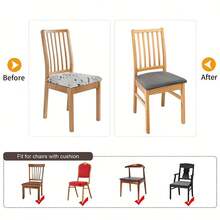 4/6pcs Elastic Chair Covers, Separated Chair Slipcovers, High Stool Chair Cover Protector - Grey - View 3