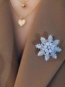 Broche De Cobre Com Design De Flocos De Neve Branco De Zircônia Cúbica Brilhantes, Estilo Minimalista Para Lapela De Terno Feminino, Presente De Férias Para Casais