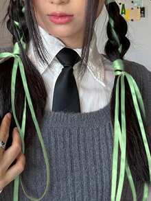 2入女士簡單綠色基礎休閒diy發帶,適用於造型和日常使用（每卷長約300cm,118.11in） - 綠色 - 查看 1