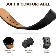 皮質手環與三星galaxy Watch 6 40mm 44mm/galaxy Watch 5/watch 4 44mm 40mm/galaxy Watch 5 Pro 45mm/galaxy Watch 4 Classic 46mm 42mm兼容,20mm手表帶適用於女士和男士 - 黑色 - 查看 4