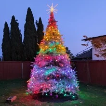 300led 太阳能仙女灯，适合户外使用，IP65 防水，8 种照明模式，适用于圣诞装饰、圣诞树装饰、露营、婚礼、摄影、户外派对装饰等，适用于小路、庭院、露台的户外花园照明 - 彩色 - 查看 8