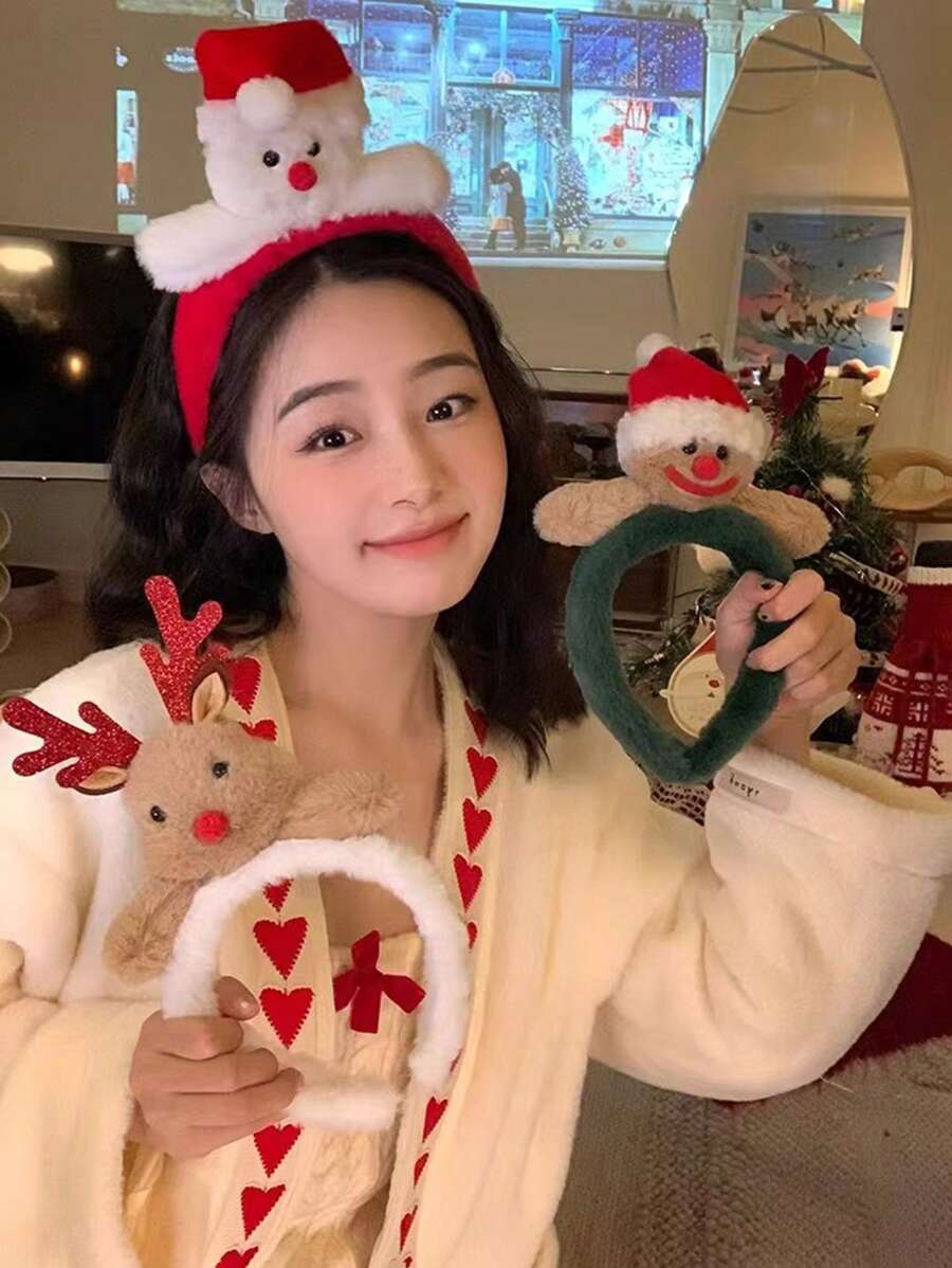 1件女款可愛有趣的毛絨紅帽頭飾,用於裝扮 - 紅色 - 查看 1