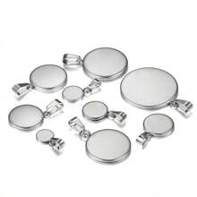 10 st./verpakking Roestvrij Staal Convex Circulaire Basisinstelling Bezel Leeg Hanger Hanger Voor Doe-Het-Zelf Sieraden Maken Accessoires