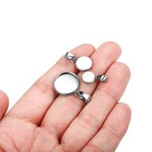 10 st./verpakking Roestvrij Staal Convex Circulaire Basisinstelling Bezel Leeg Hanger Hanger Voor Doe-Het-Zelf Sieraden Maken Accessoires