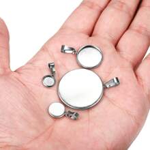 10 st./verpakking Roestvrij Staal Convex Circulaire Basisinstelling Bezel Leeg Hanger Hanger Voor Doe-Het-Zelf Sieraden Maken Accessoires