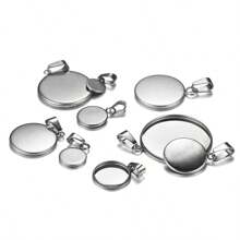 10 st./verpakking Roestvrij Staal Convex Circulaire Basisinstelling Bezel Leeg Hanger Hanger Voor Doe-Het-Zelf Sieraden Maken Accessoires